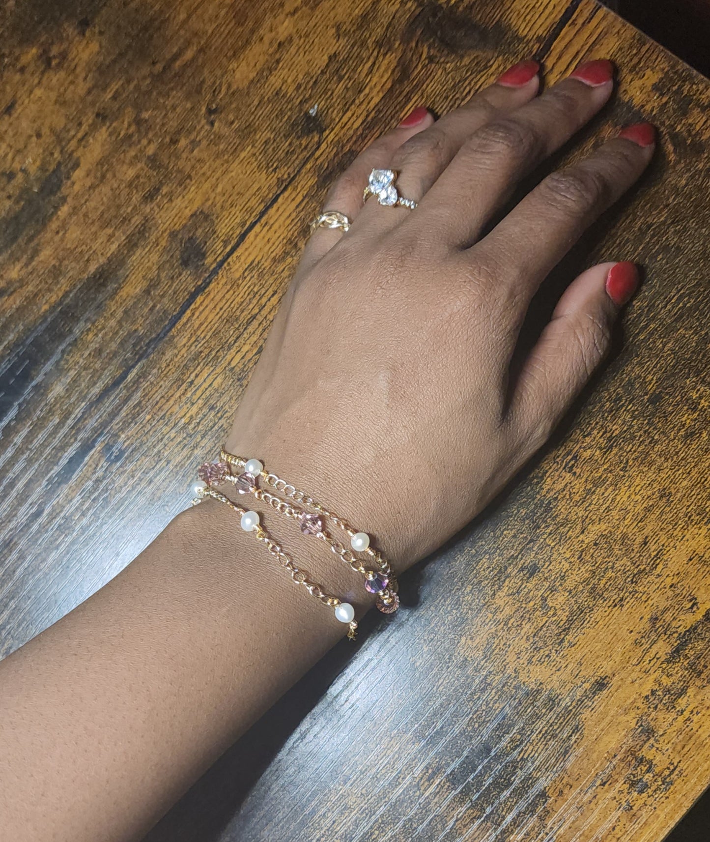Amethyst and Pearl Stack Bracelet