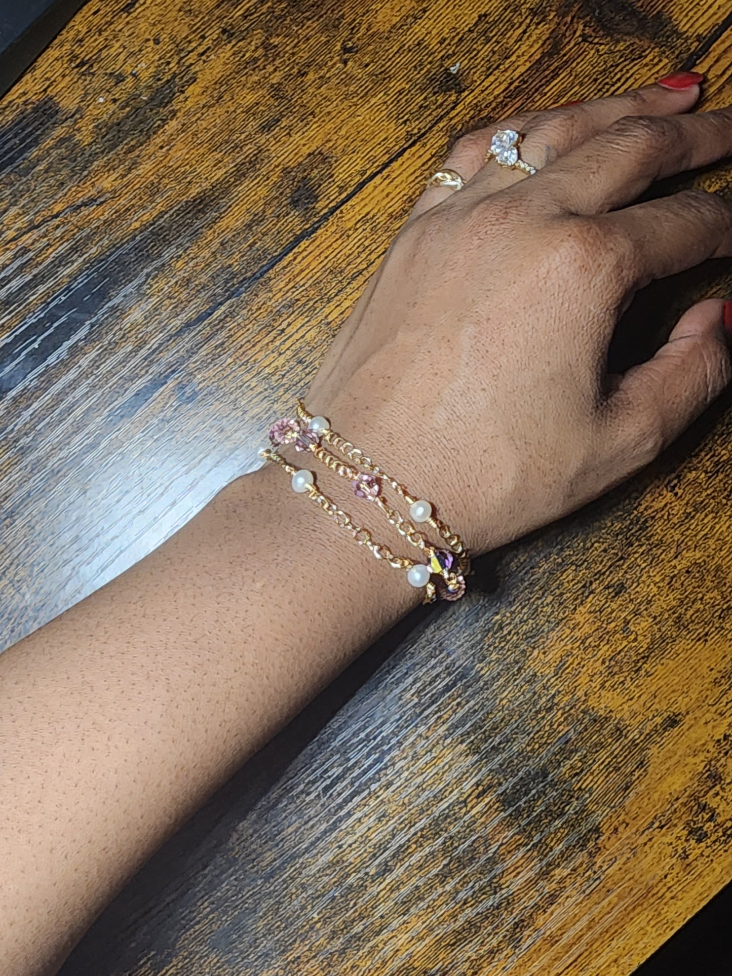 Amethyst and Pearl Stack Bracelet