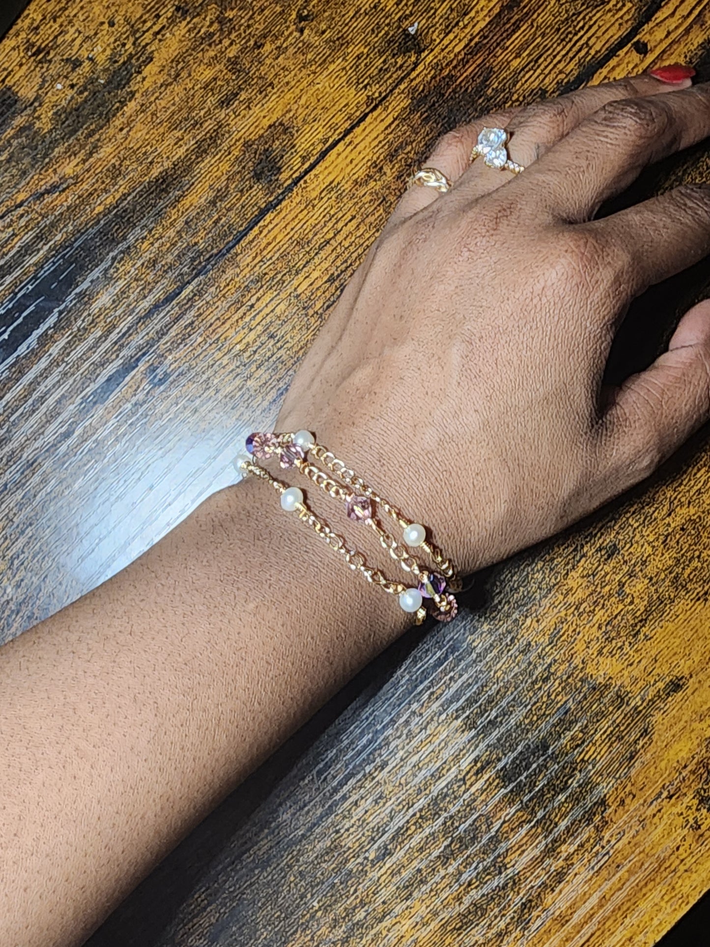 Amethyst and Pearl Stack Bracelet