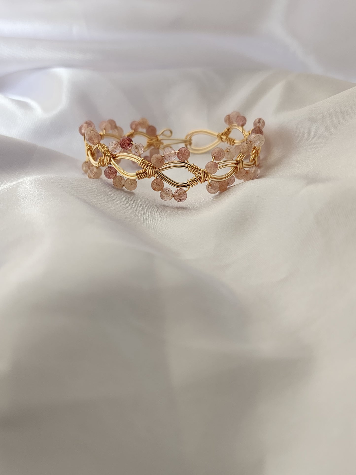 Strawberry Quartz Lace Bracelet